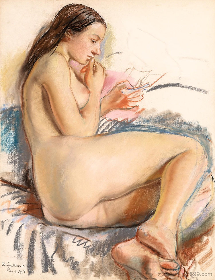 裸体阅读 Nude reading (1931; Paris,France  )，齐内达·塞莱布里阿库娃