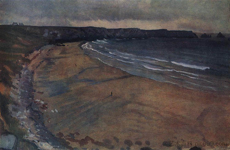 布列塔尼。卡马雷特的海滩。 Brittany. Beach at Camaret. (1926)，齐内达·塞莱布里阿库娃