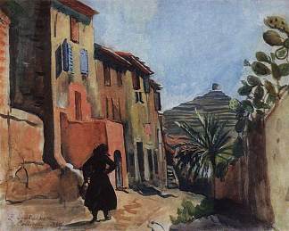 科利尤尔。有棕榈的街道 Collioure. Street with the palm (1930)，齐内达·塞莱布里阿库娃