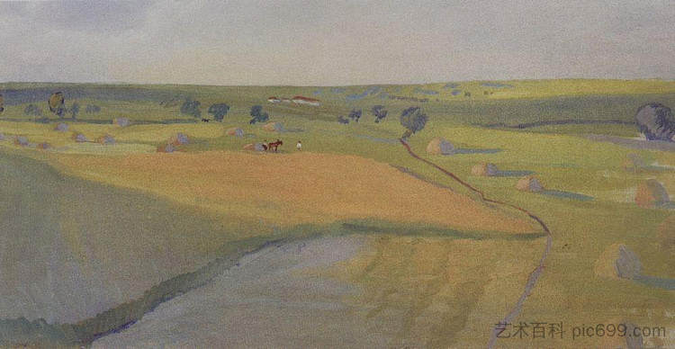 领域。内斯库奇诺耶 Fields. Neskuchnoye (c.1910)，齐内达·塞莱布里阿库娃