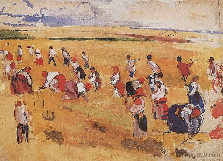 收获 Harvest (c.1910)，齐内达·塞莱布里阿库娃