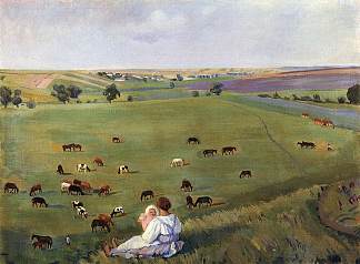 在草地上 In the meadow (1912)，齐内达·塞莱布里阿库娃