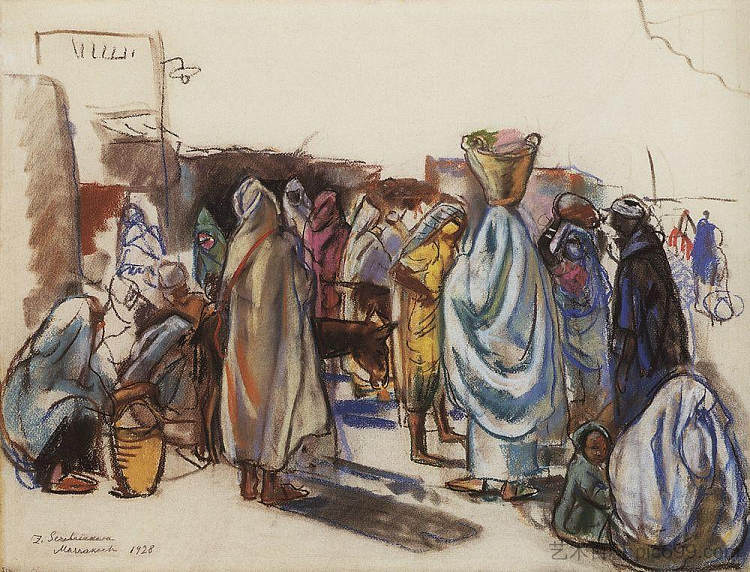 市场。马拉喀什 Market. Marrakesh (1928)，齐内达·塞莱布里阿库娃