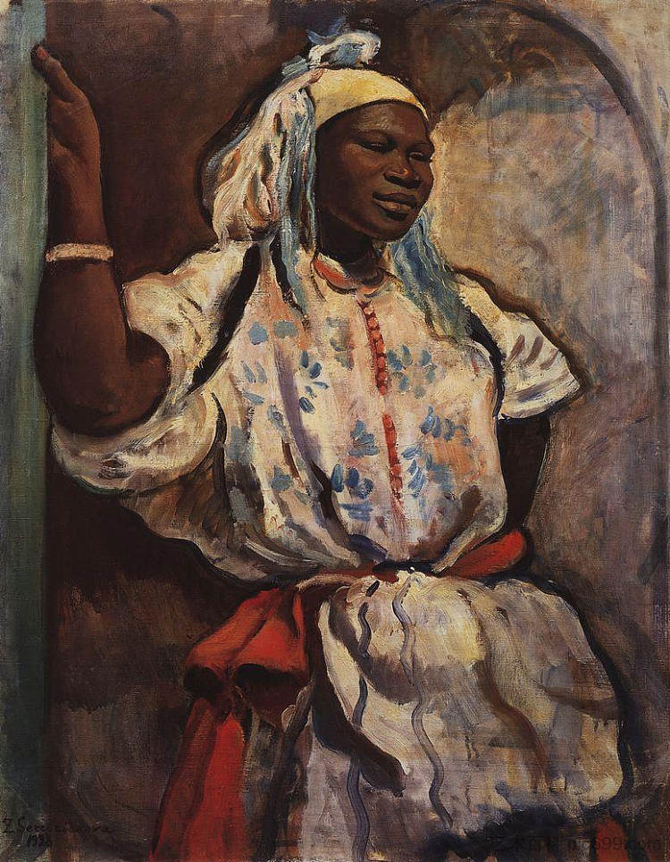 摩洛哥白衣女子 Moroccan woman in white (1928)，齐内达·塞莱布里阿库娃