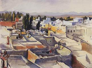 摩洛哥。塞夫鲁。城市的屋顶 Morocco. Sefrou. The roofs of the city (1932)，齐内达·塞莱布里阿库娃