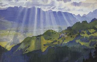 山地景观。瑞士 Mountain landscape. Switzerland (1914)，齐内达·塞莱布里阿库娃