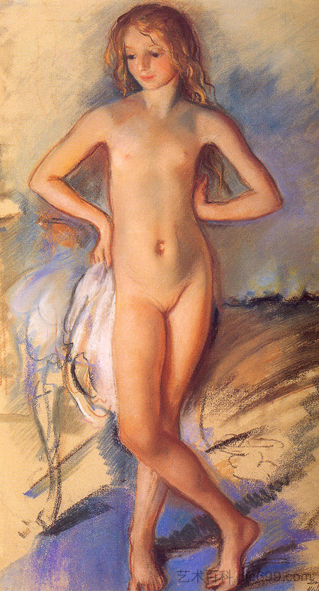 裸体女孩 Nude Girl (c.1920)，齐内达·塞莱布里阿库娃