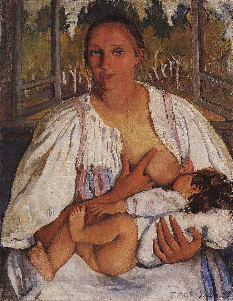 护士与婴儿 Nurse with baby (1912)，齐内达·塞莱布里阿库娃
