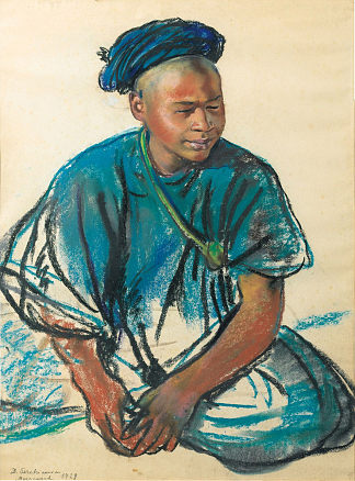 一个年轻的摩洛哥人的肖像 Portrait of a young Moroccan (1928)，齐内达·塞莱布里阿库娃