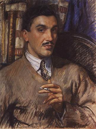 建筑师 A. J. 别洛博罗多夫的肖像 Portrait of architect A. J. Beloborodov (1925)，齐内达·塞莱布里阿库娃