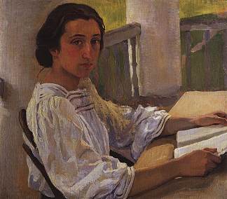 艺术家的妹妹E. Solntseva的肖像 Portrait of E. Solntseva, sister of artist (1914)，齐内达·塞莱布里阿库娃