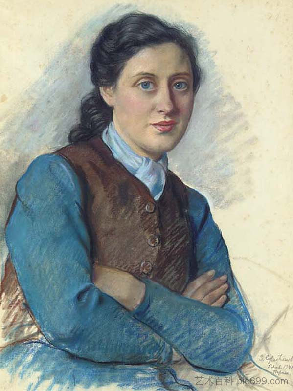 贝利茨夫人的肖像 Portrait of Mrs Beilitz (1941),齐内达·塞莱布里阿库娃