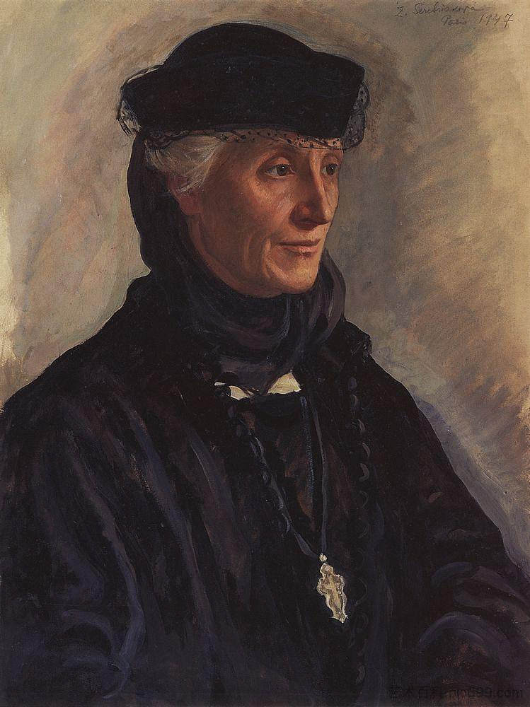 S.M.卢科姆斯卡娅的肖像 Portrait of S.M. Lukomskaya (1947),齐内达·塞莱布里阿库娃