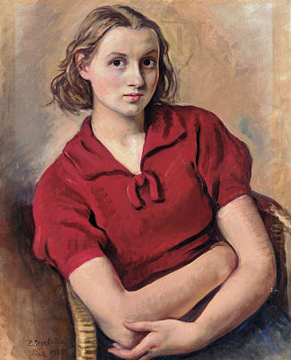 艺术家女儿的肖像 Portrait of the artist’s daughter (1934)，齐内达·塞莱布里阿库娃