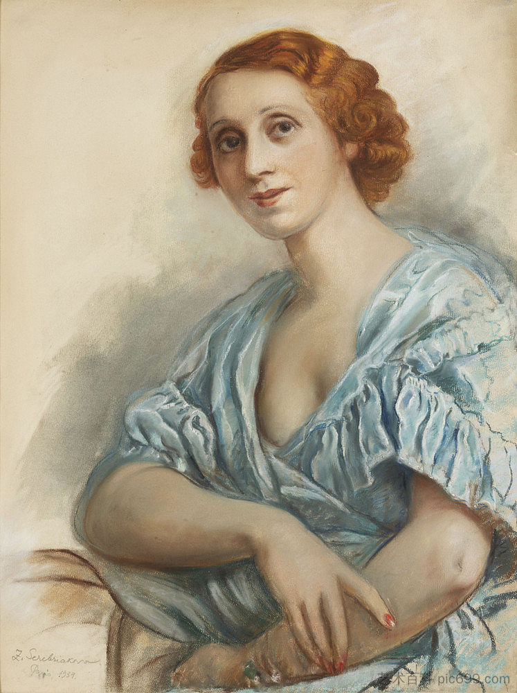 艺术家妹妹的肖像 Portrait of the artist's sister (1934),齐内达·塞莱布里阿库娃
