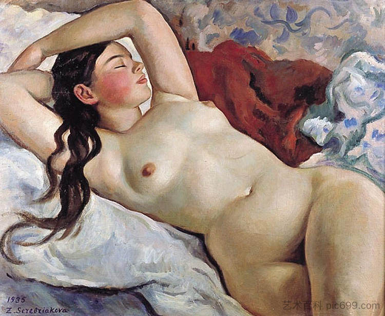 斜倚的裸体 Reclining Nude (1935)，齐内达·塞莱布里阿库娃