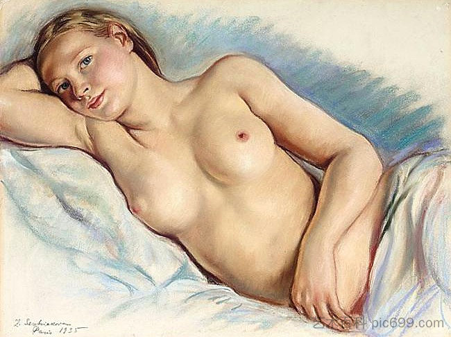 斜倚的裸体 Reclining Nude (1935)，齐内达·塞莱布里阿库娃