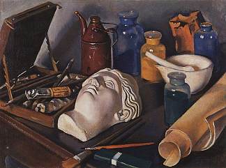 艺术的静物属性 Still life attributes of art (1922)，齐内达·塞莱布里阿库娃