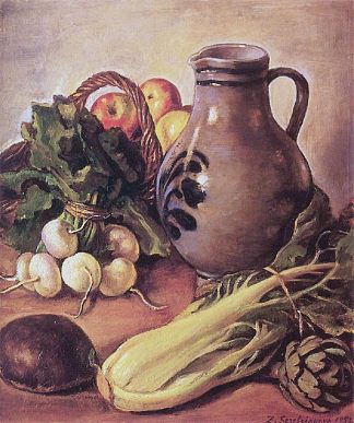 带水壶的静物 Still life with a jug (1952)，齐内达·塞莱布里阿库娃