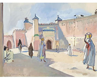 马拉喀什的街道 Street in Marrakech (1932)，齐内达·塞莱布里阿库娃