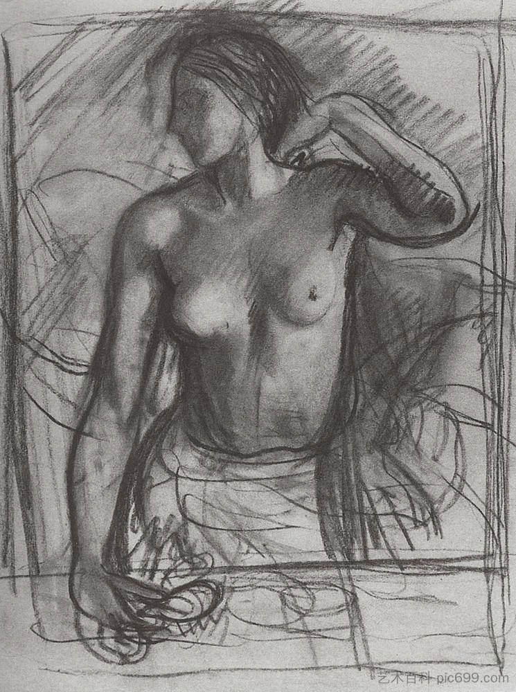 研究女性肖像 Study for a female portrait (c.1910),齐内达·塞莱布里阿库娃