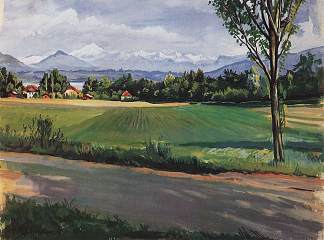 日内瓦附近的瑞士风景 Swiss landscape near Geneva (1951)，齐内达·塞莱布里阿库娃